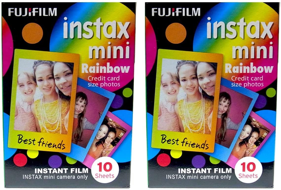 Instax Mini Instant Rainbow Film, 10 Sheets, 2 Value Set