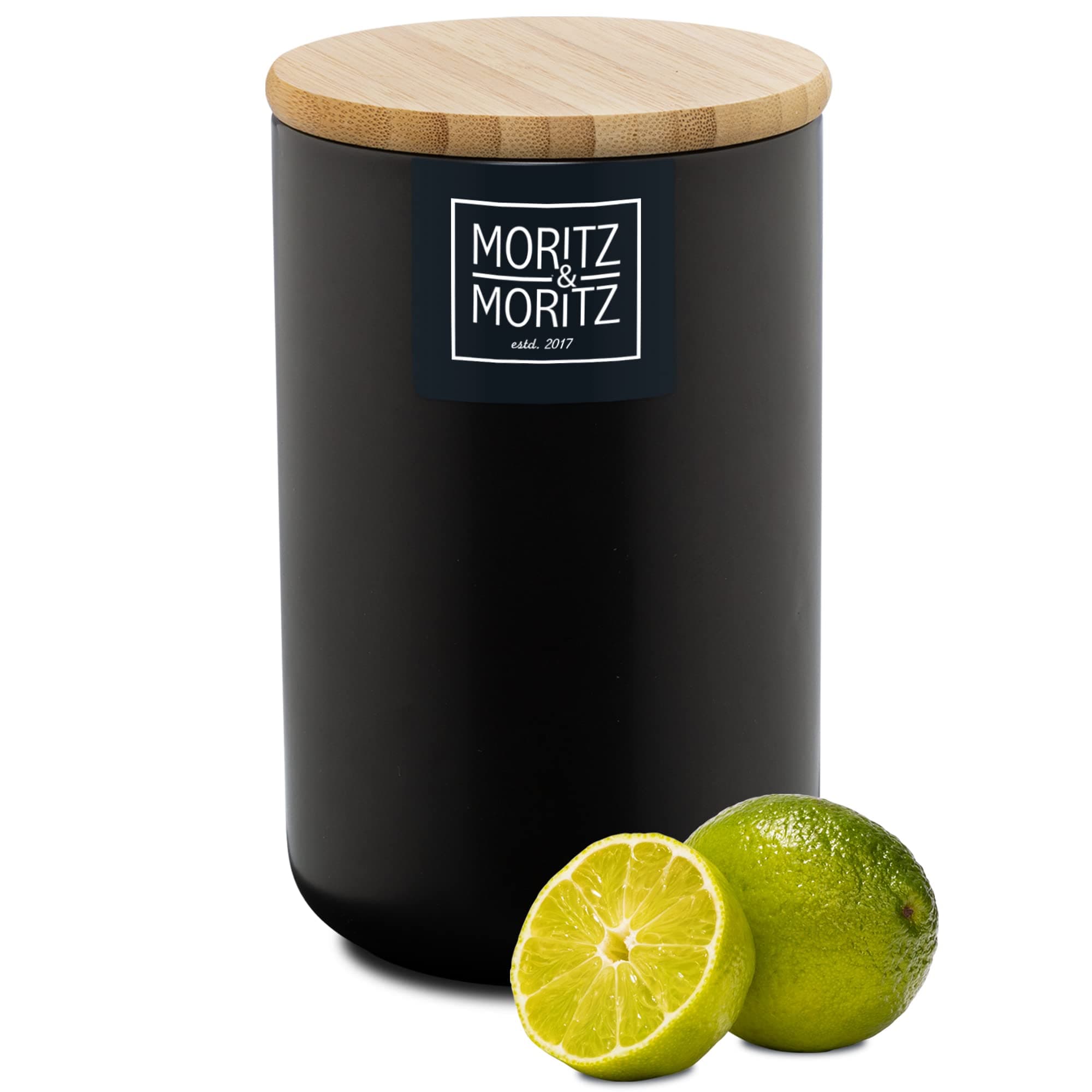 Moritz & Moritz storage jars black 900 ml - Writable - Ceramic storage jar with bamboo lid bamboo lid - Ceramic food storage containers with lids airtight