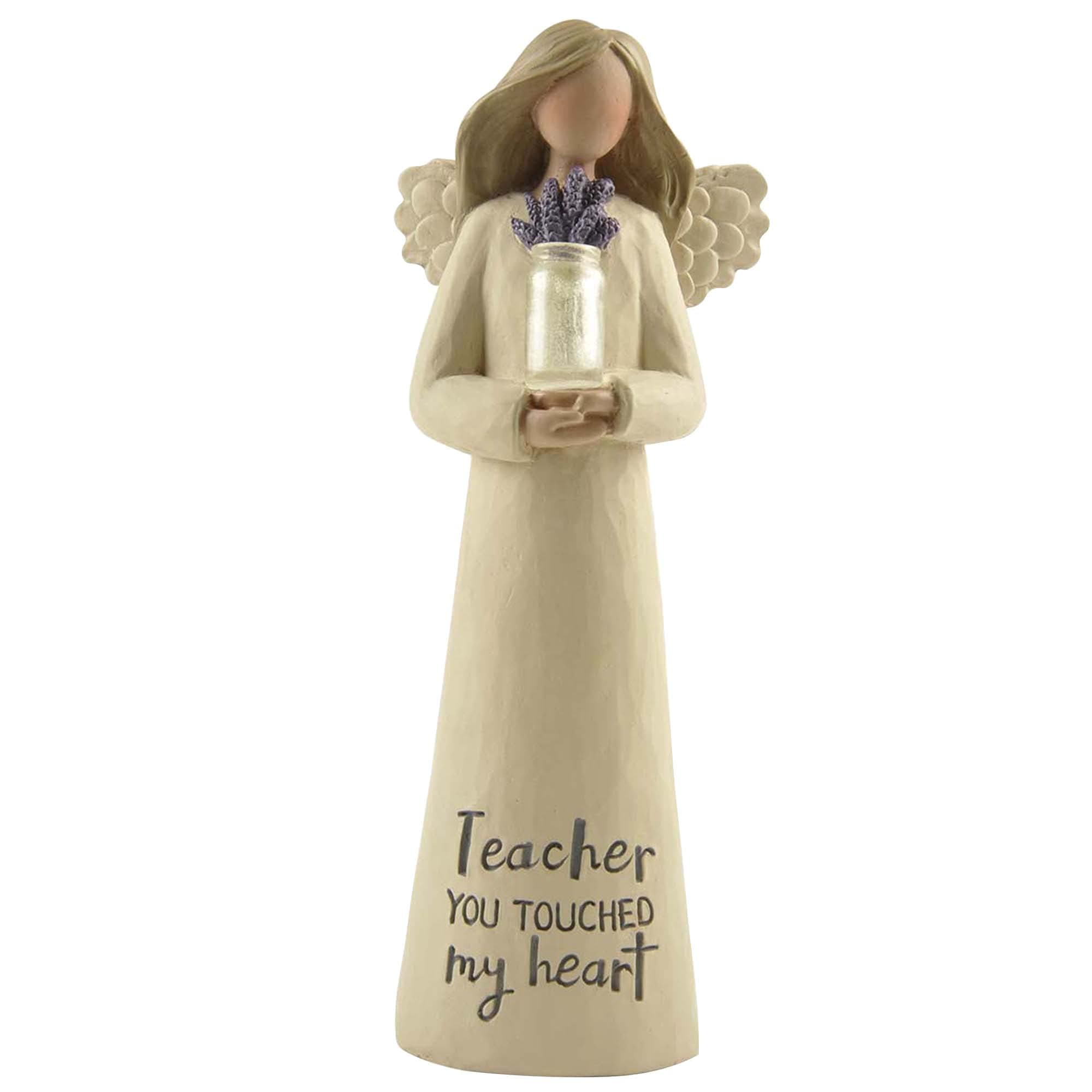 Feather & Grace Feather and Grace-Teacher Clear Vase/Flowers Guardian Angel Ornament Statue for Home Decoration Gift for Her, Resin, Multi, One Size