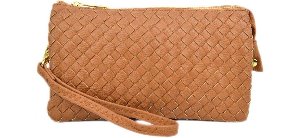 Proya Collection Classic Soft Woven Leather Wristlet Clutch