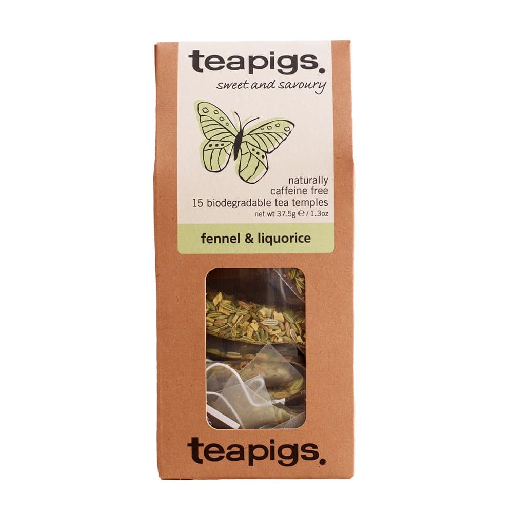 Teapigs Fennel & Liquorice Herbal Tea Bags Made With Whole Tea Leaves, Natural Ingredients, Non-GMO, Caffeine-Free – 90 Count (6 Packs of 15 Teabags)