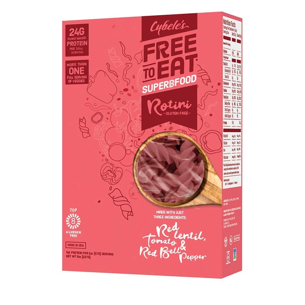 Cybele's Free to Eat Gluten Free & Grain Free Pasta | Superfood Red Rotini | High in Plant Based Protein | Dairy Free, Nut Free, Soy Free, Allergen Free, Non GMO, Vegan | 8oz (Pack of 1)
