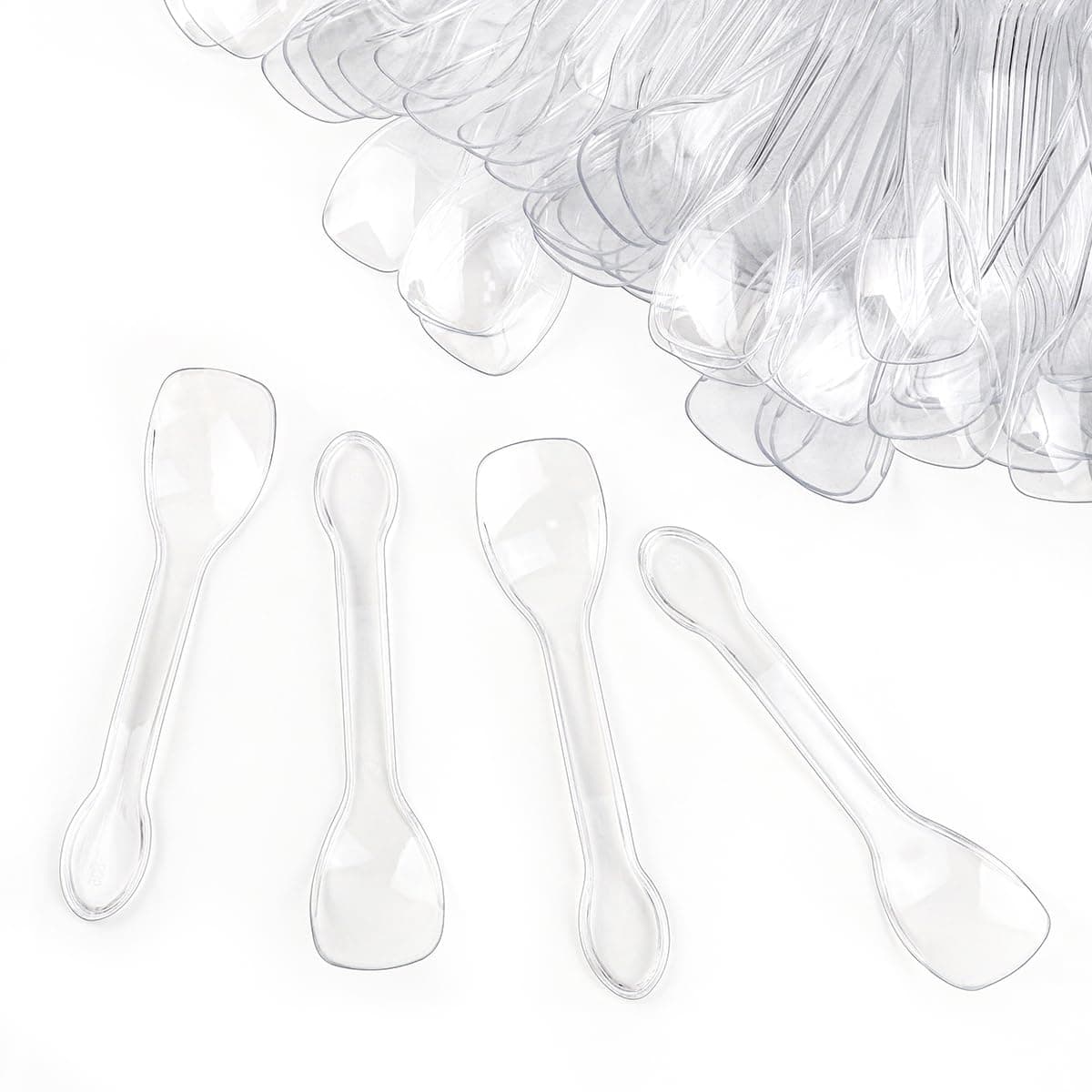 yuntop 100PCS Tasting Spoons Ice Cream Dessert Taster Spoons Plastic Mini Spoons Disposable Dessert Spoons for Miniature Dessert Cups, Sampling, Small Catering Supplies, Tasting Party (Clear)