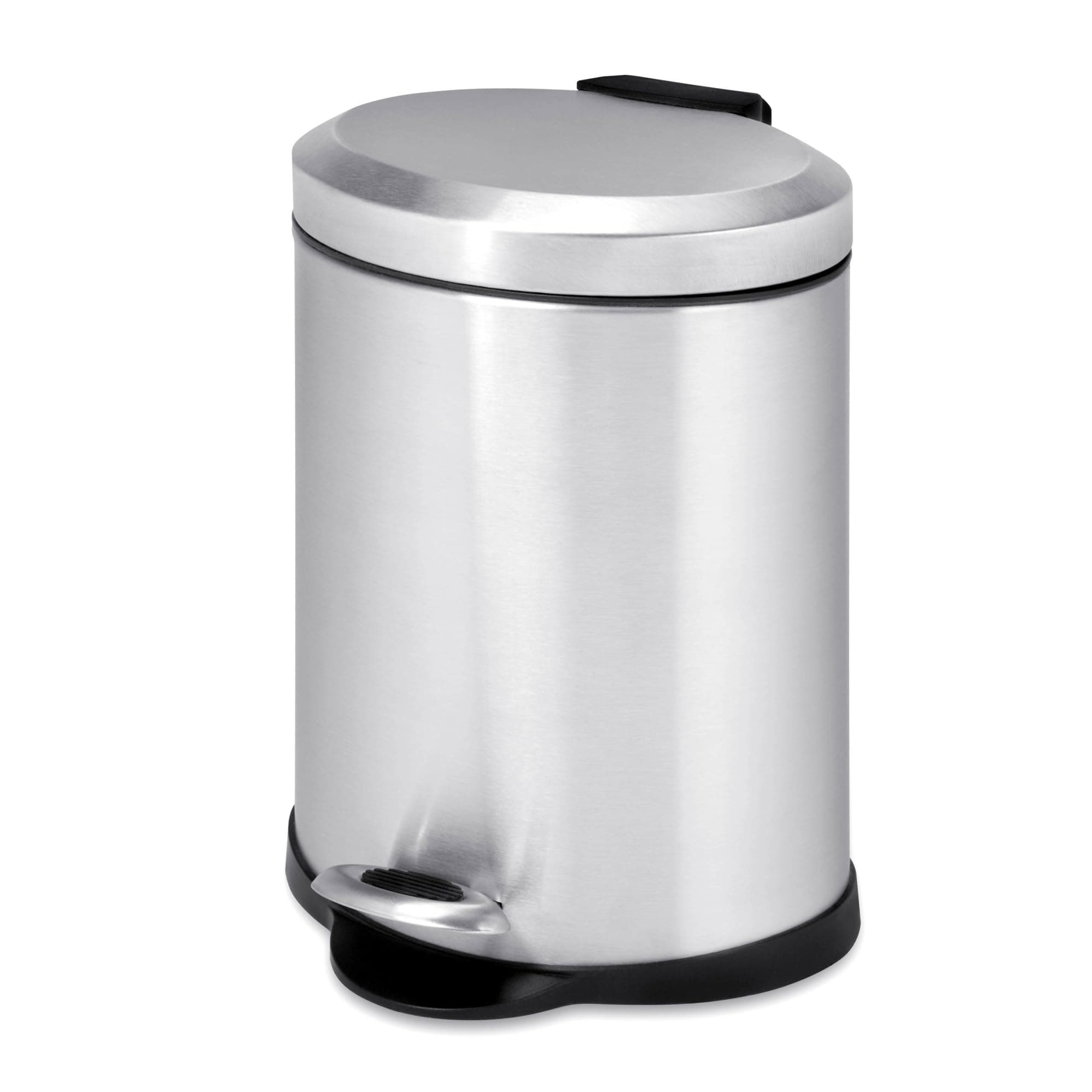 TRS-01448 Oval Stainless Steel Step Can, 5-Liter,grey , Silver