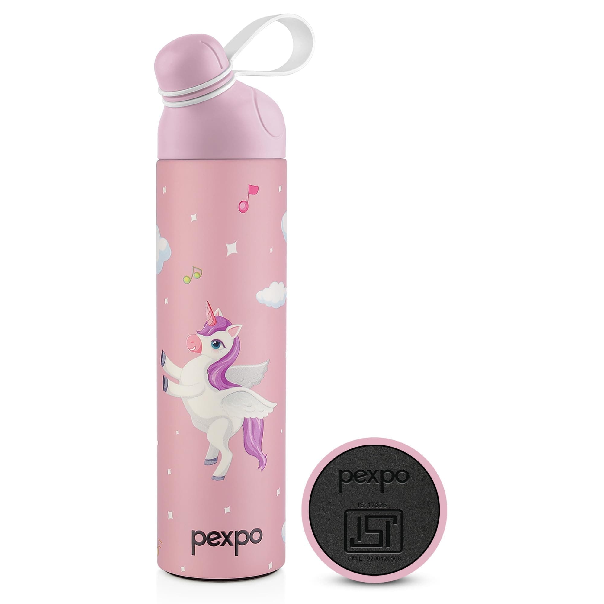 - PEXPO Water Bottle for School Kids, ISI Certified Stainless Steel Sipper Bottle for Kids 470ml | Hot & Cold Thermos Insulated Water Bottle|6+ Years Kids|Pico 500 - Pink - Unicorn