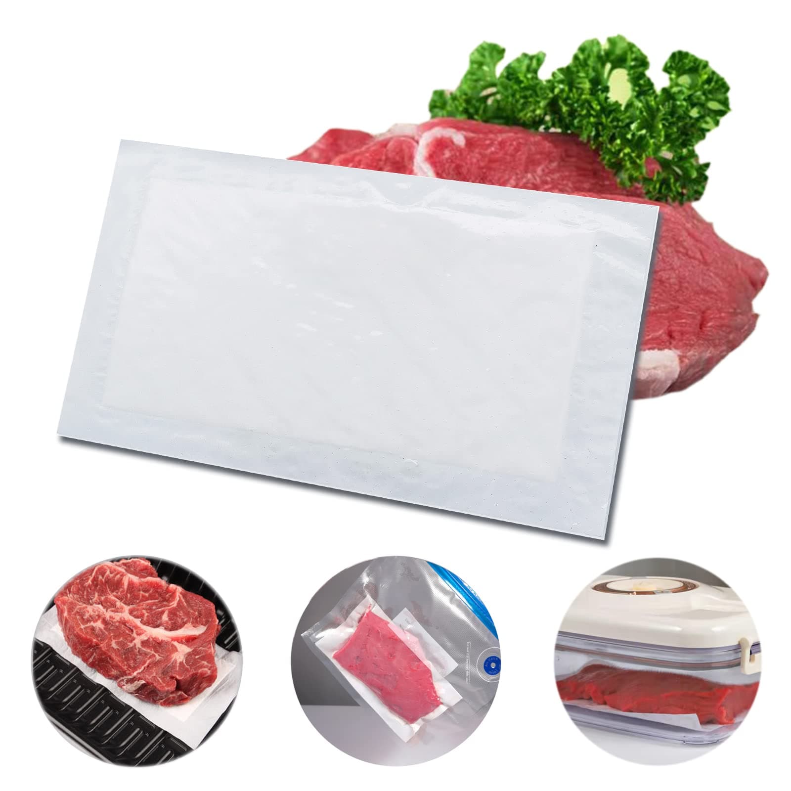 Meat Absorbent Pads Dri Lock 60 Grams 4 x 7-Inch White Meat Absorbant Soaking Pads for Kitchen and Shop (500Pcs)