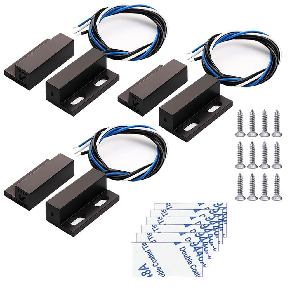 3 Sets NO/NC Black Magnetic Switch Wiring Recessed Door Sensor Hidden Window Contact Reed Switch for Access Control Replace Alarm System