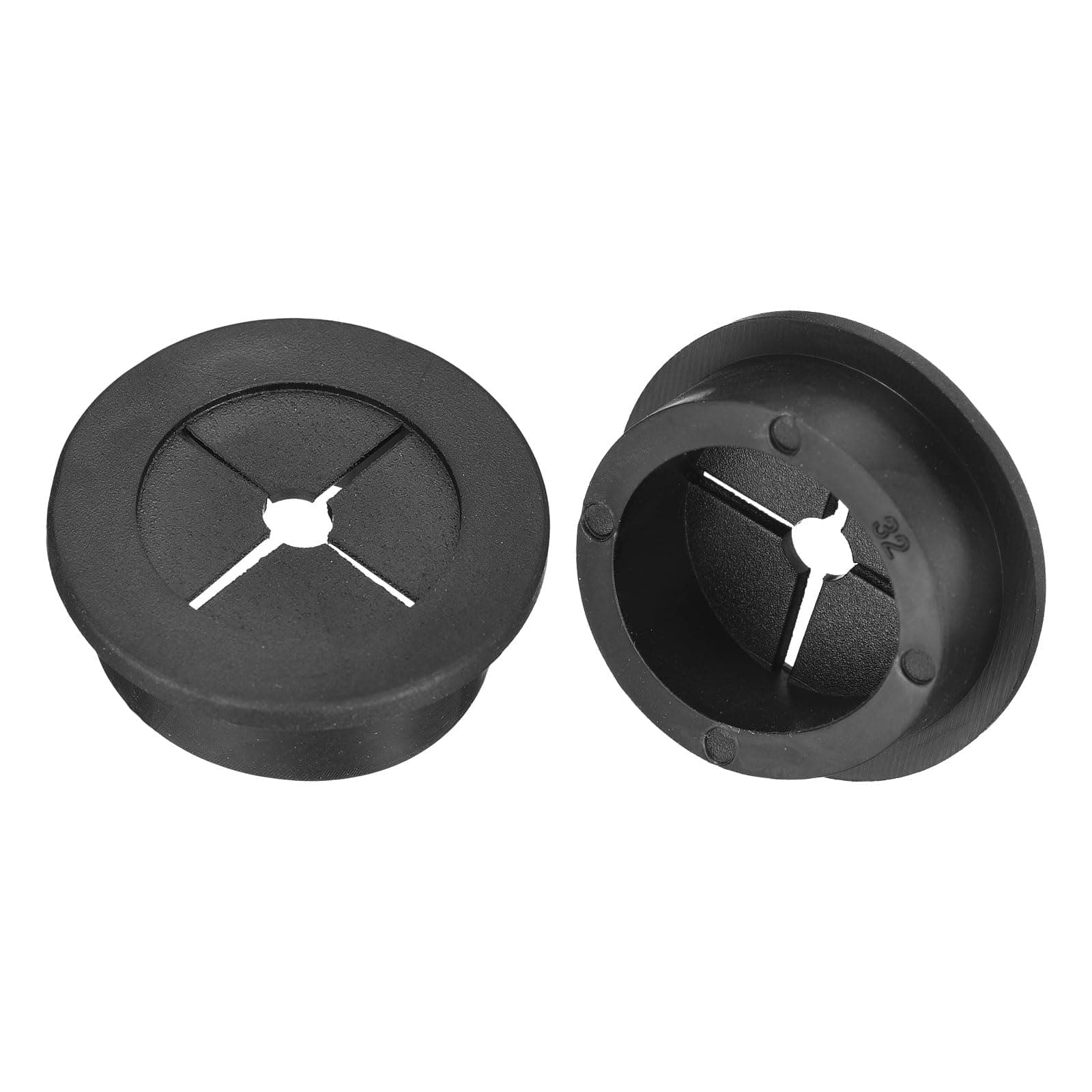 uxcell 2 Pcs Cable Cord Grommet, 1-1/4 Inch (32mm) Desk Grommet Flexible Rubber Grommets Wire Hole Cover Pass Through for Office Computer Desk Wire Organizer, Black