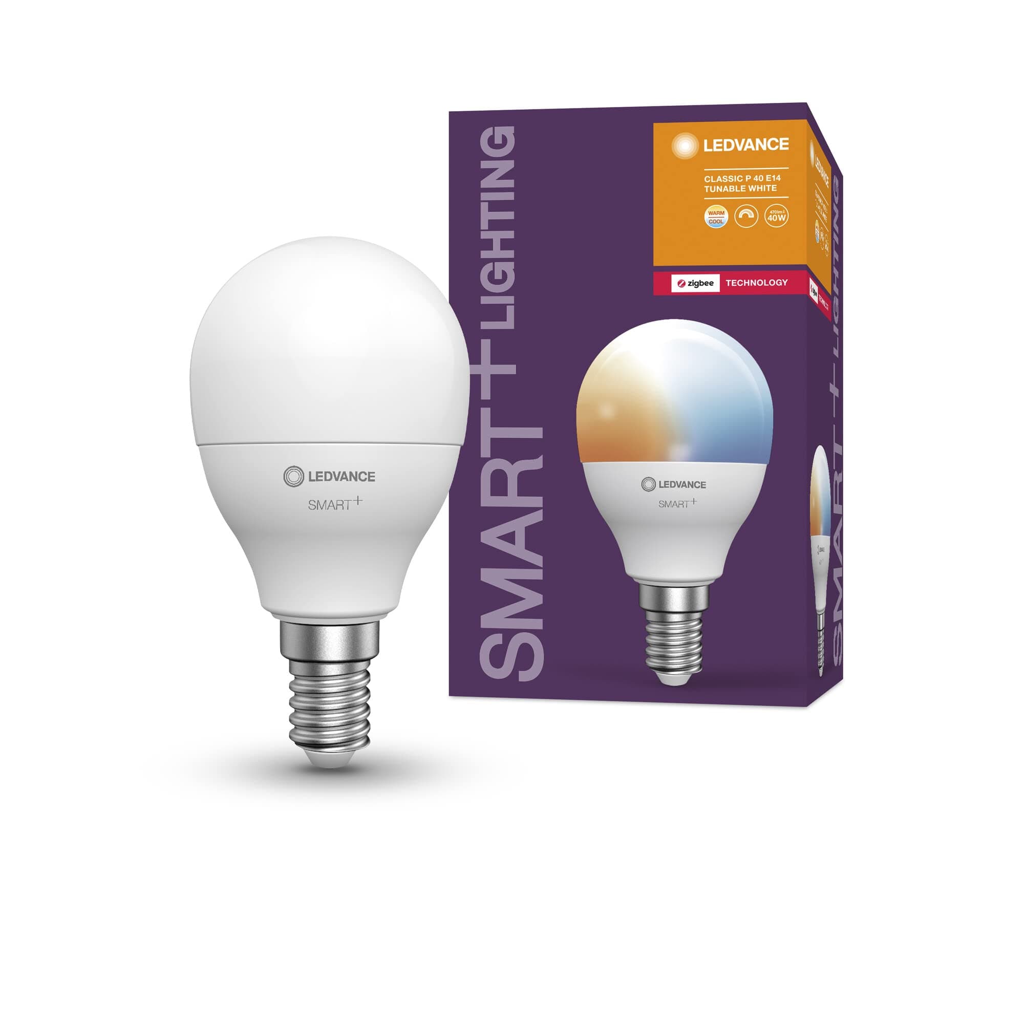 LEDVANCELDV Smart+ MINIBULB P40 TW 2700-6500K 230V ZigBee 3.0, Plastics, E14, 4.9 W, White