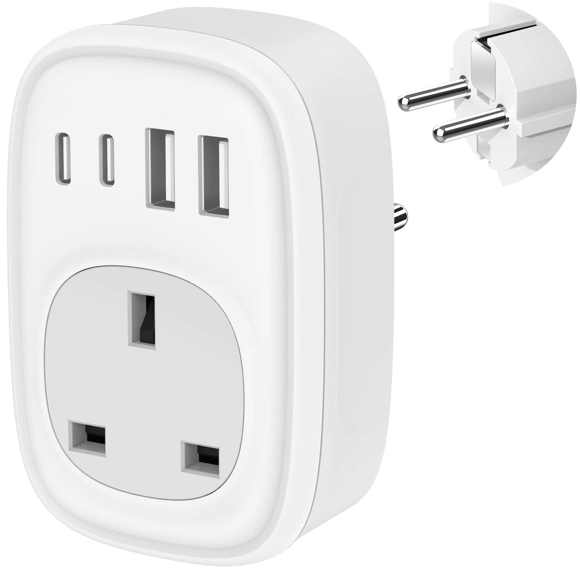 UK to European Plug Adapter - UK to EU Euro Europe Schuko 40W USB C Fast Travel Plug Adaptor Grounded USBC Type C Charger for Spain Turkey France Germany Iceland Poland Greece Russia (Type E/F)Tusreda