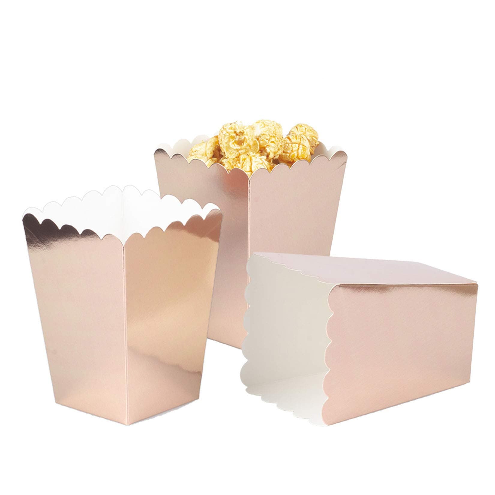 Rose Gold Popcorn Boxes Mini Paper Popcorn Box Cardboard Popcorn Container for Party, Pack of 12