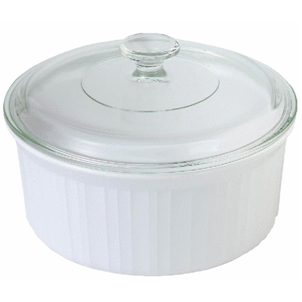 French White 2-1/2-Quart Round Casserole Dish wi