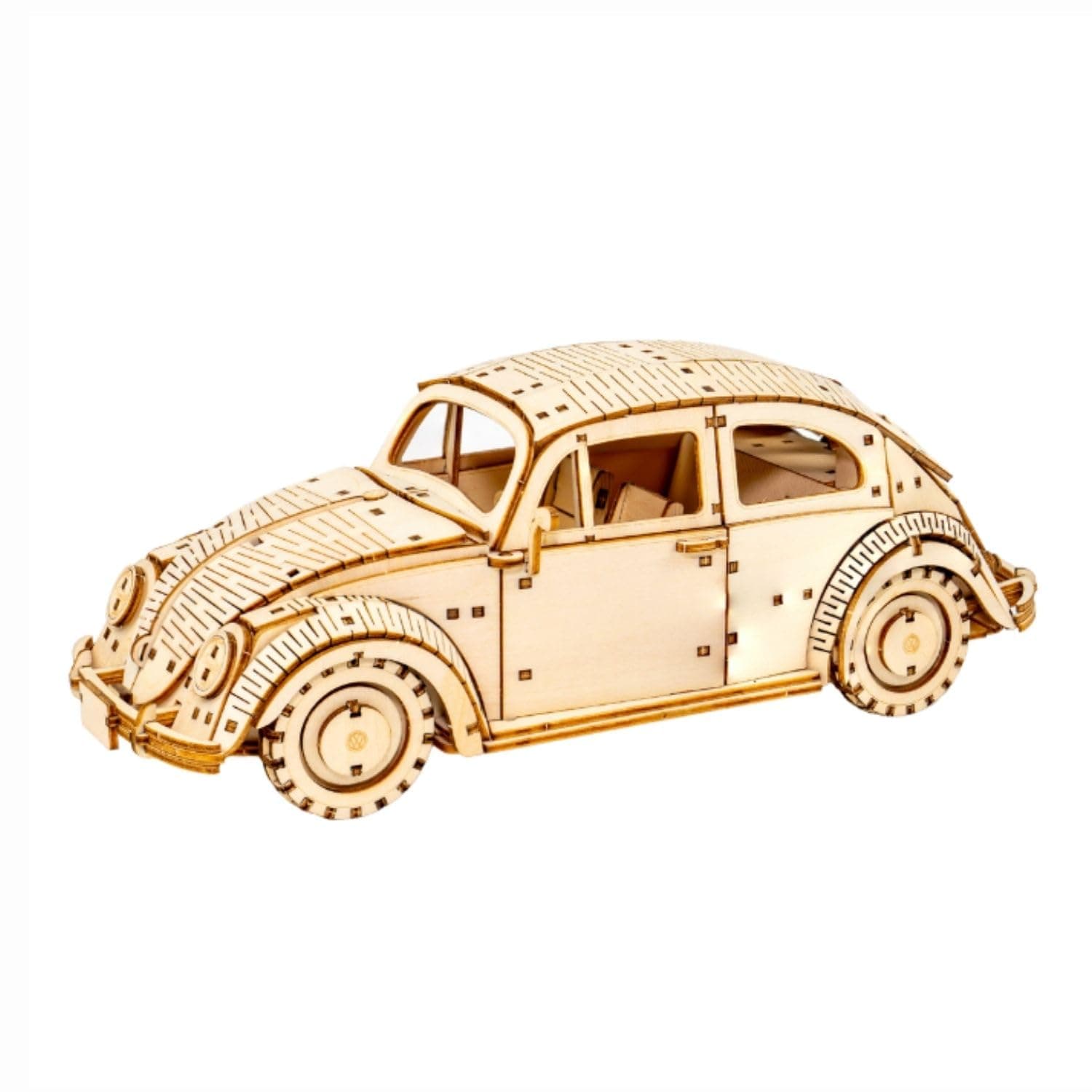 wa-gu-mi Volkswagen Type 1 Beetle (Natural Wood) - 3D Wooden Puzzle DIY Assembly Kit - Educational Eco-Friendly Toy & Collectible & Home Decor Model, for VW Car Enthusiasts