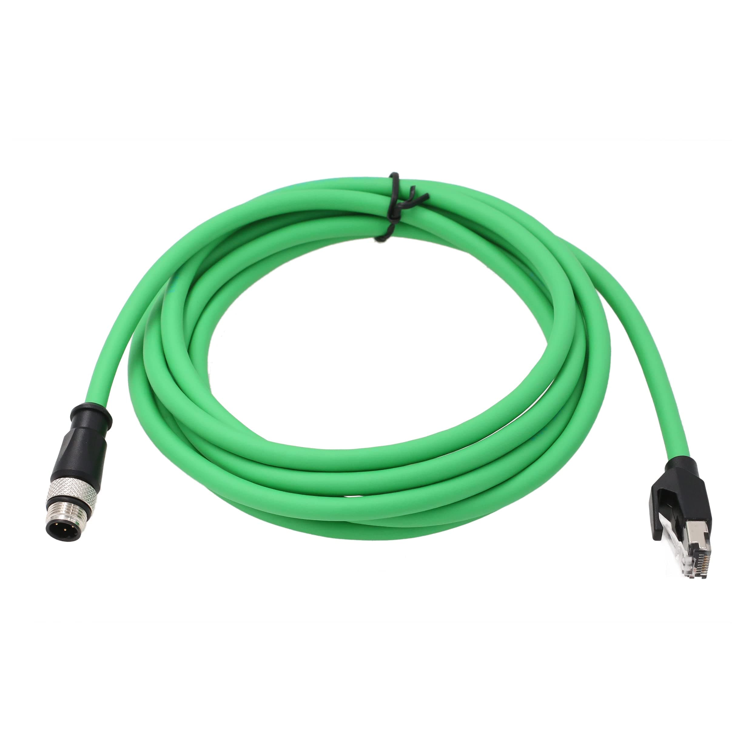HangTon Industrial M12 4 Pin D-Coded Male to RJ45 Ethernet Cat5e Shielded High Flex Network Cable 1m