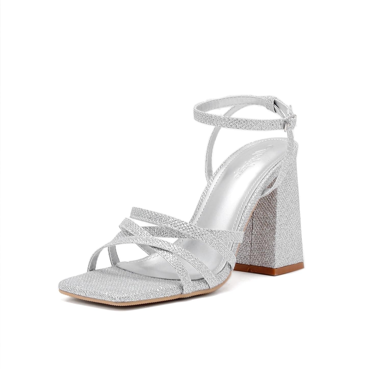 MaqiyikeWomen's Heeled Sandal Square Toe Cross Strap Sandal Summer