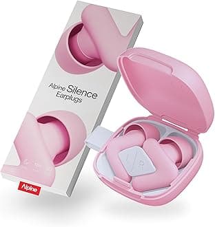 Alpine Silence Ear Plugs for Sleep, Focus & Travel - Comfortable, Travel Essential, Noise Cancelling Earplugs, V-Shape Snug Fit & Soft Oval Tips, 4 Sizes XS/S/M/L, Reusable Ear Plugs - Pink