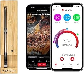 – Plus: Wireless Smart Food Thermometer with Bluetooth | Long Range | Measures Internal & Ambient Temp | for BBQ, Oven, Grill, Kitchen, Smoker, Rotisserie