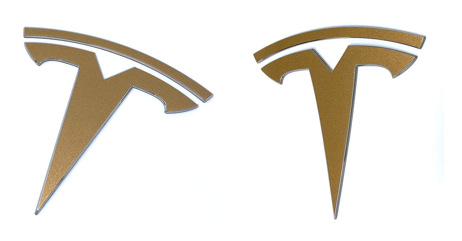 Logo Decal Overlay Stickers Compatible with Tesla Model Y (2020 to 2025), Standard Wrap, 4-pc Set (Gloss Gold)