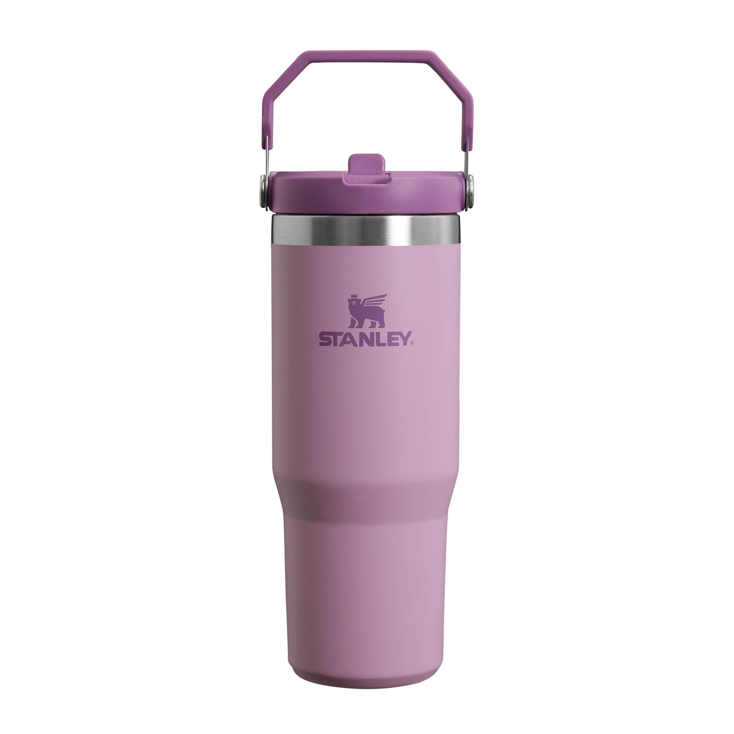 IceFlow Flip Straw Water Bottle With Straw 0.89L - Keeps Cold for 12+ Hours - Leakproof - Stainless Steel Water Bottle - BPA Free Travel Mug - Easy to Carry - Dishwasher Safe - Lilac