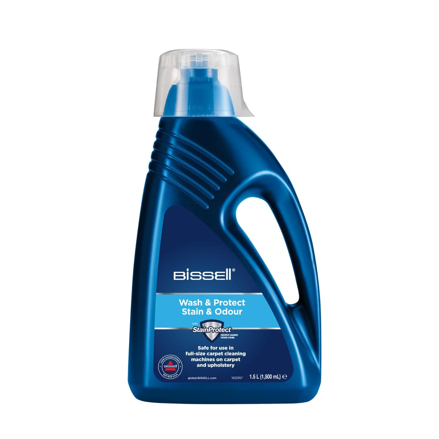 Wash & Protect Stain and Odour with StainProtect, For BISSELL Upright Carpet Cleaners, 1.5L, Removes Tough Stains & Odours, 1086N