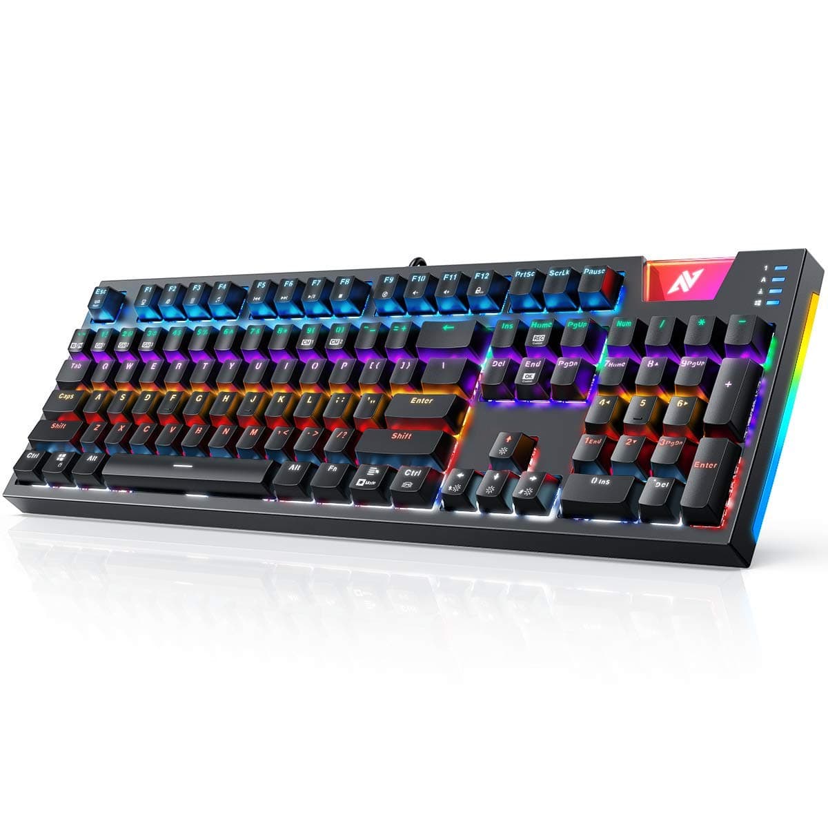 Gaming Mechanical Keyboard K660, RGB Side LED and Backlit Keyboard USB Wired Computer Keyboard with OUTEMU Blue Switches, 104 Full Key-Rollover, Anti Ghosting Keyboard with IP42 Splash-Proof