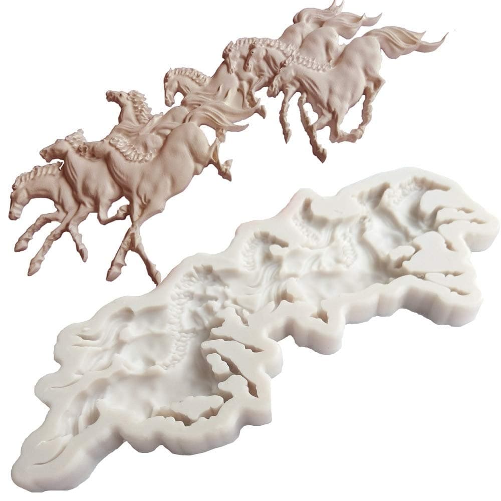 Animals Run Horse Shape Fondant DIY 3D Cute Cake Silicone Mold Tools for Make Chocolates Hard Candies Desserts Ice Candles Cake Decor