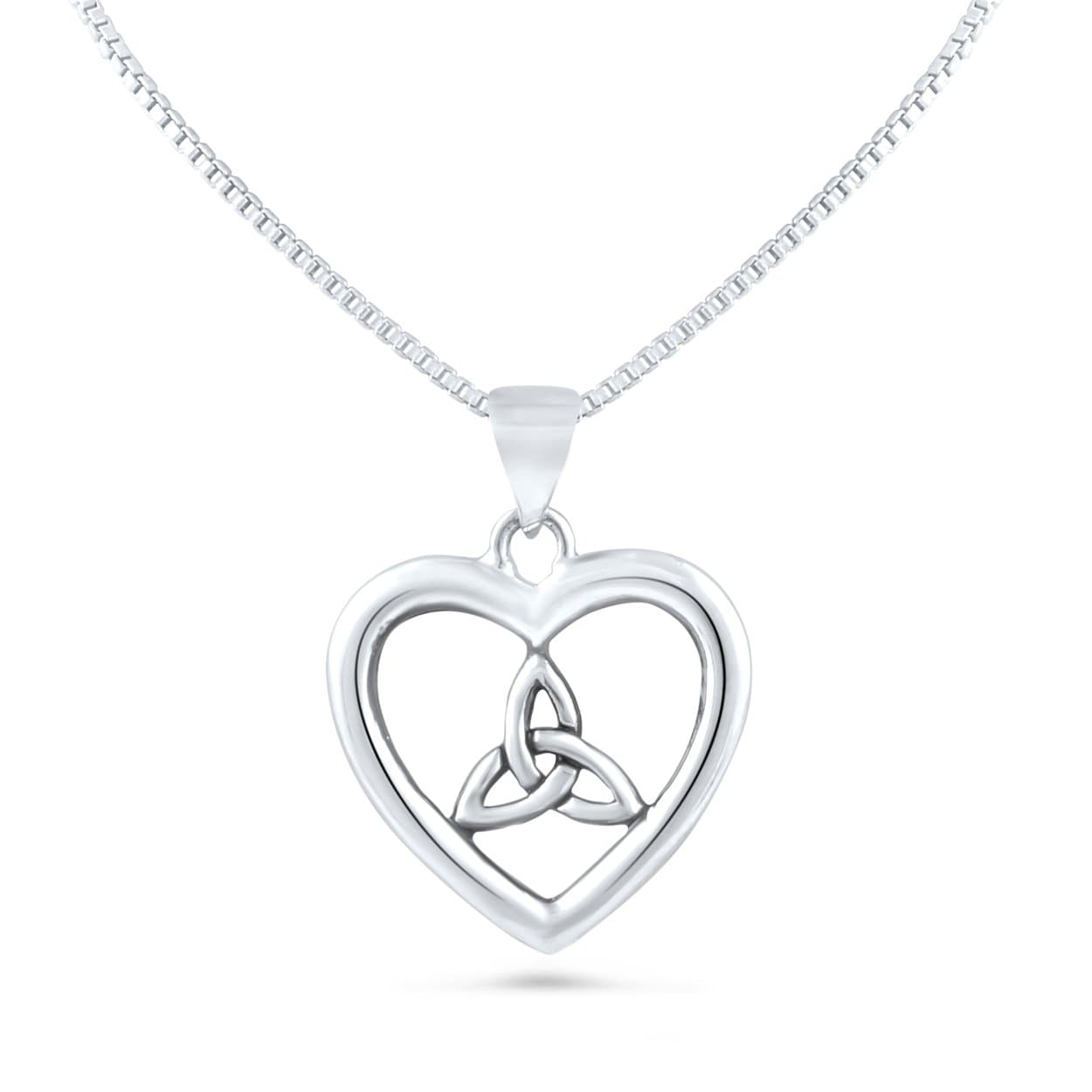 SILVERCLOSEOUTSterling Silver Celtic Heart Triquetra Necklace (18" chain included)