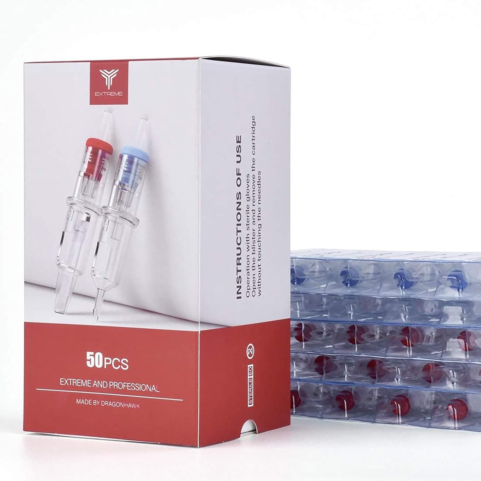 Extreme Tattoo Needles Cartridges - 50PCS Mixed Sizes 1007RM 1009RM 1203RL 1205RL 1207RL Professional Disposable Round Liner Magnum Needles for Lining Shading