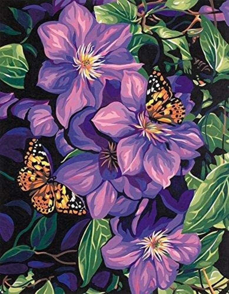 PBN 11x14 Clematis&Butterfl