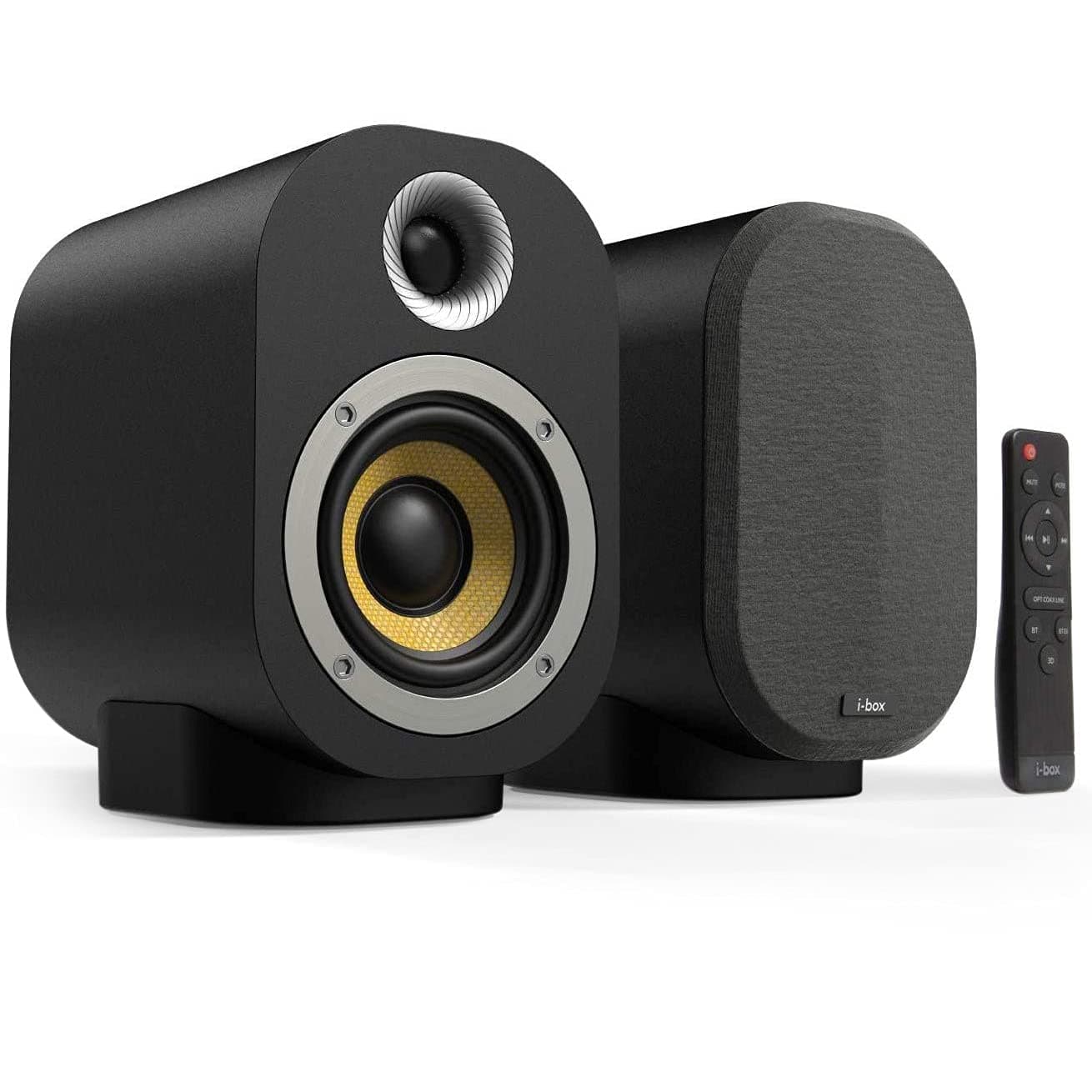 Hi-Fi Bluetooth Bookshelf Speakers Pair, Compact 40W Active + 20W Passive Stereo Wireless Studio Monitors with Built In Amplifier, Performance Tuned 4 Inch Kevlar Speaker Drivers with 1 Inch Tweeter