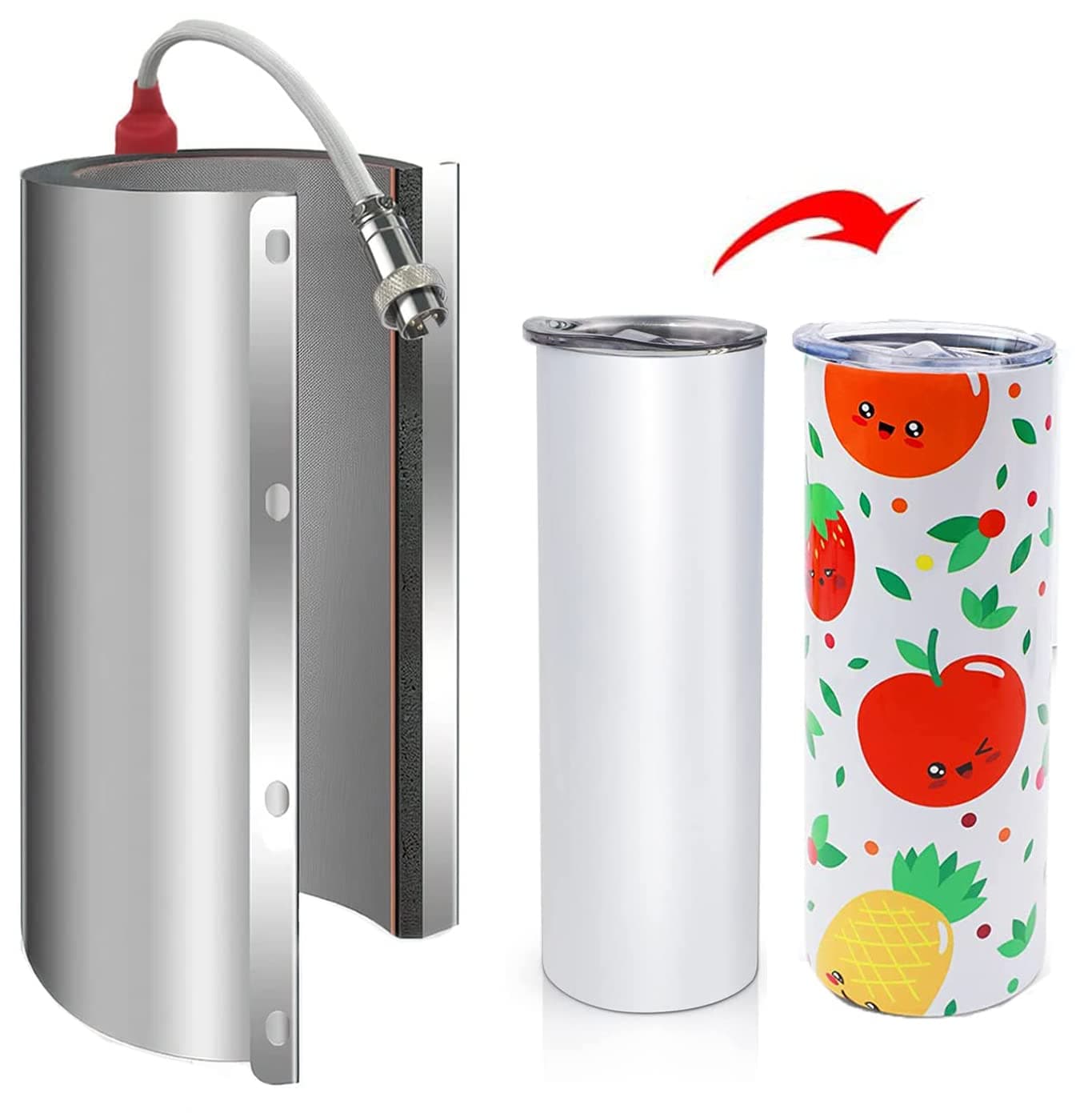 30oz 110V Tumbler Heat Press Attachment, Sublimation Mug Cups Heat Transfer Machine Attachment, Apply to DIY Mug,Tumbler,Cup,Glass Cup Printing(Male Plug)