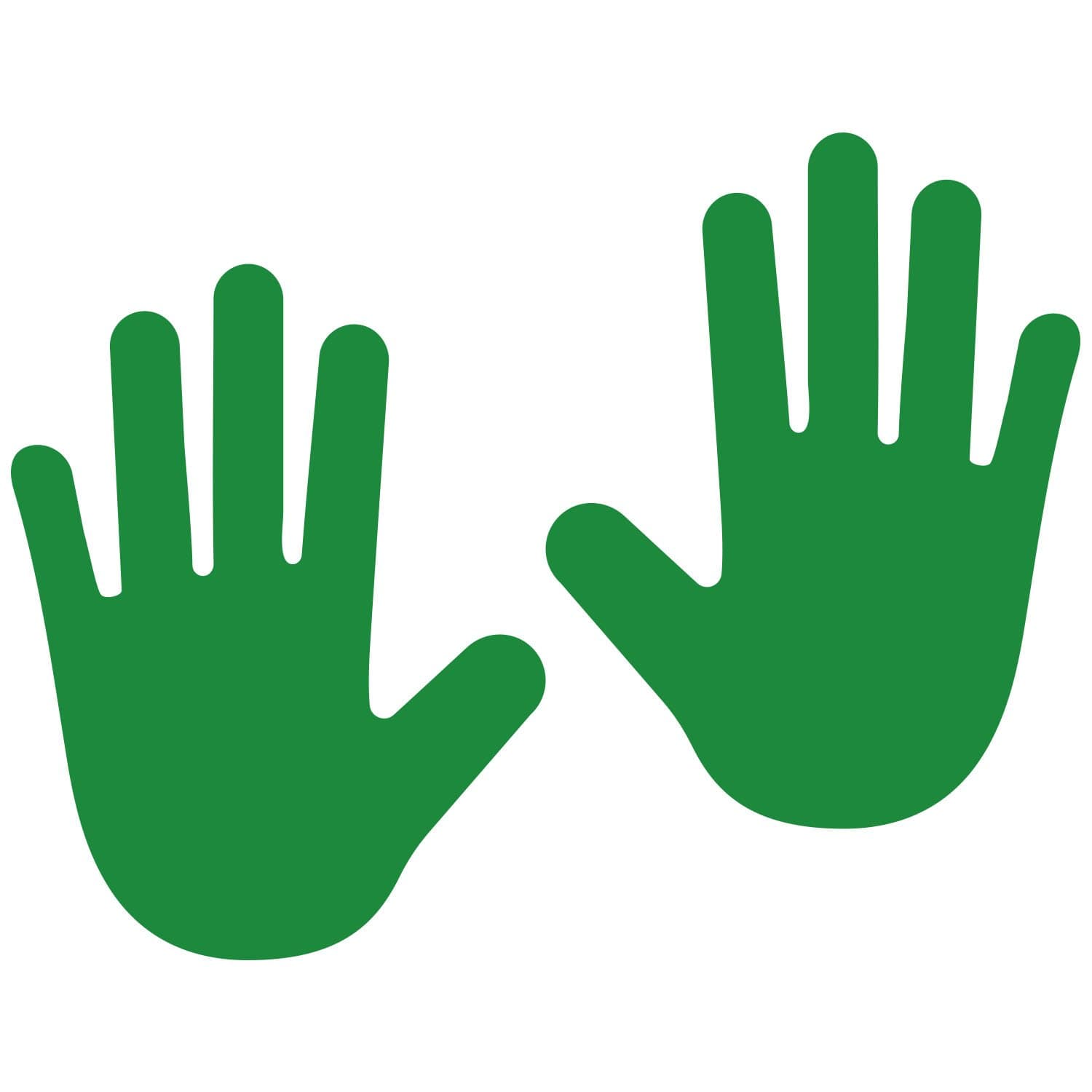 LiteMarkSensor Path 9 inch Green Removable Hand Shape Decal Stickers for Wall - Pack of 6 (3 Pairs)
