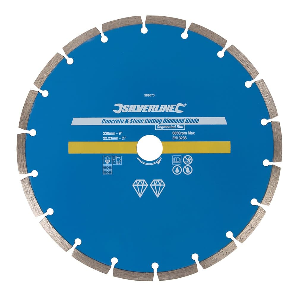 589673 Concrete and Stone Cutting Diamond Blade 230 x 22.23 mm Segmented Rim
