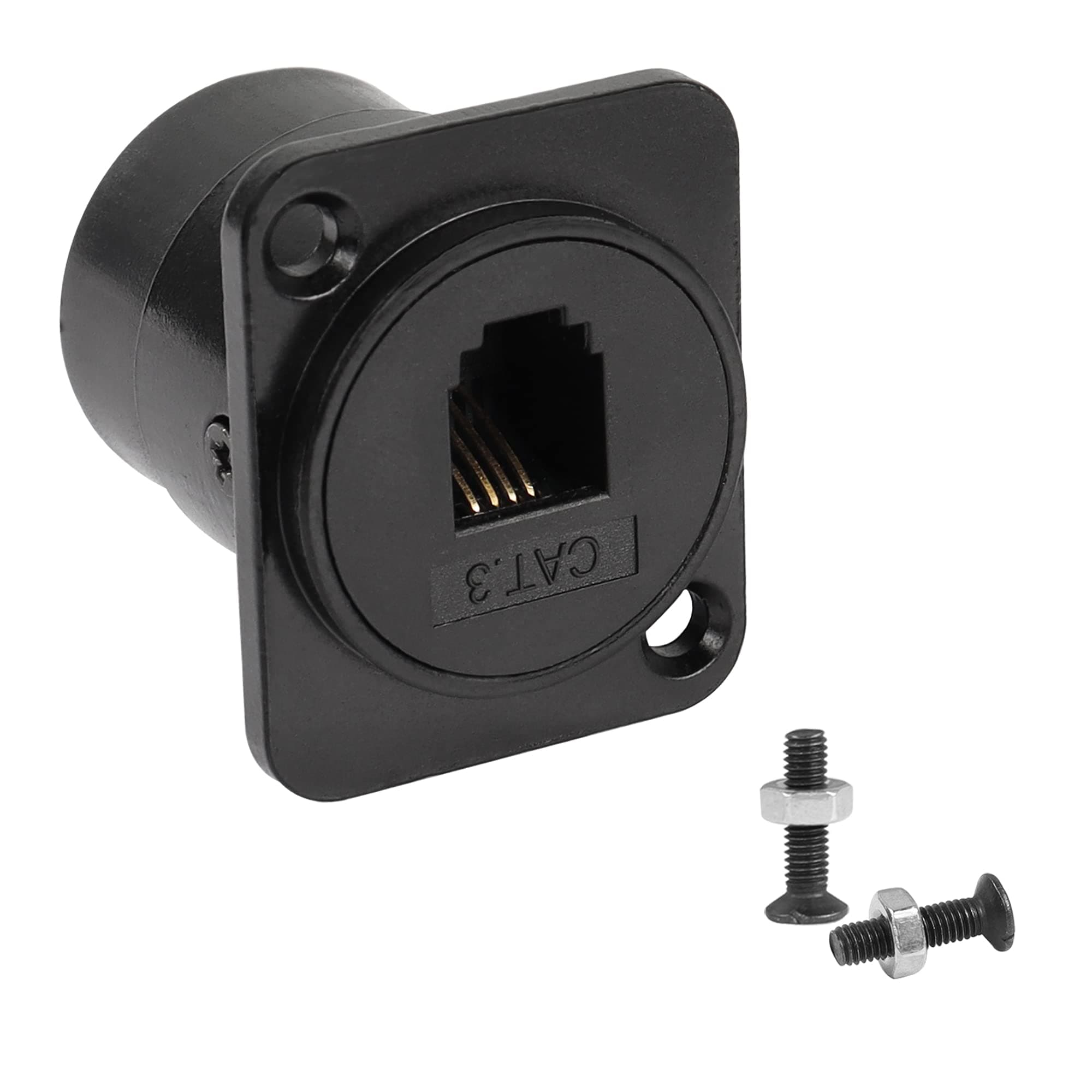 QIANRENON RJ11/RJ9 4P4C Panel Mount Feed-Through Connector CAT3 RJ9 Female-to-Female Telephone Line Through Jack, XLR Panel/D-Type Panel Mount, for IP Telephone Phone Headsets