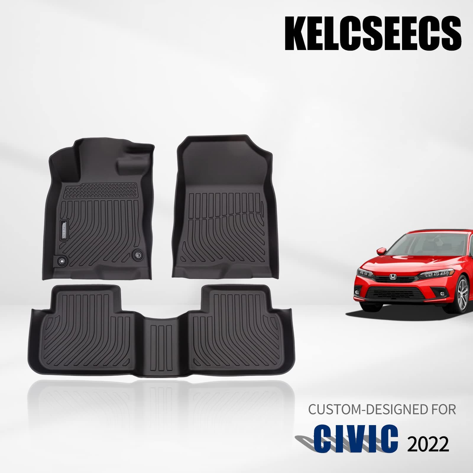 KELCSEECSKELCSEECS Anti-Slip Car Floor Mats for Honda Civic Sedan 2022,Not fit Hatchback,Waterproof Heavy Durable Car Mats Full Sets Two Row,Front and Rear…