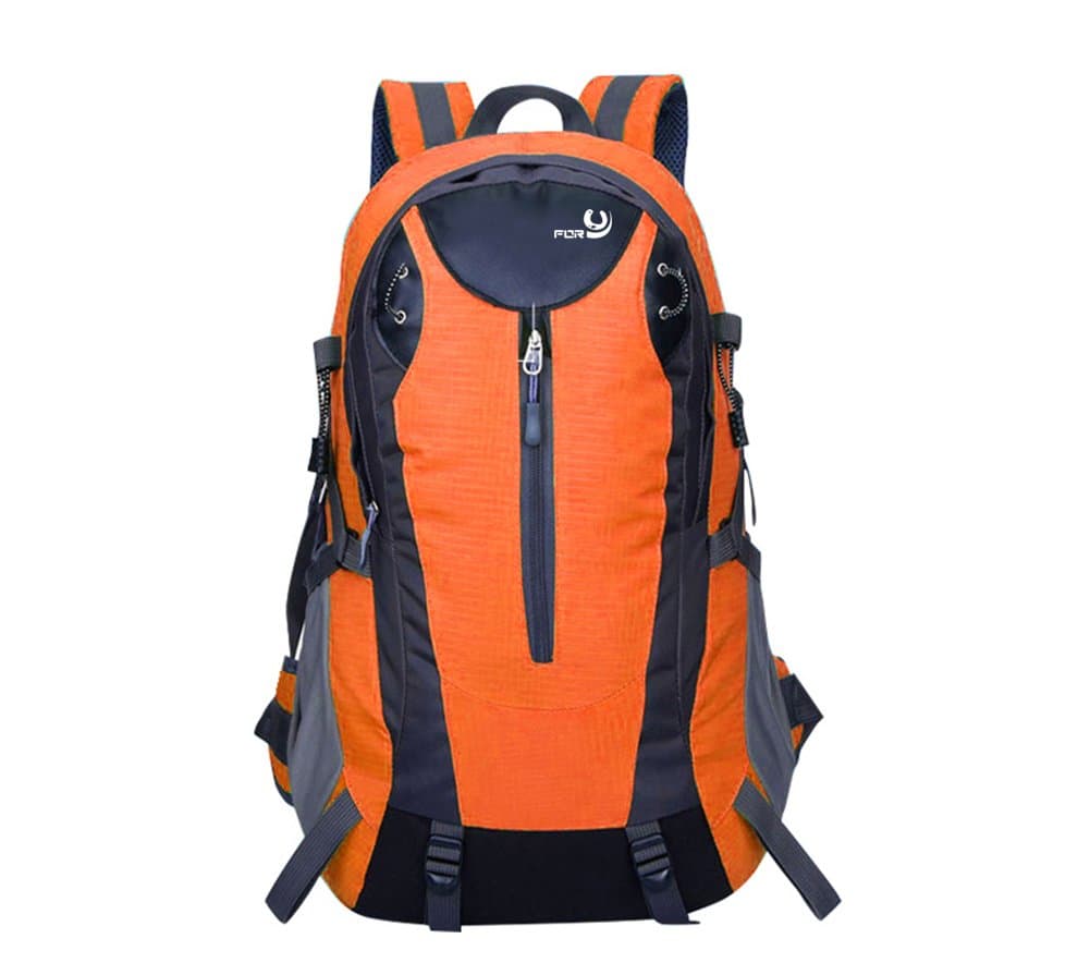 FORU 40L Hiking Backpack Multi-Functional Climbing Camping Rucksack Waterproof Sport Bag Orange Outdoor Trekking 15 Inch Laptop Packs
