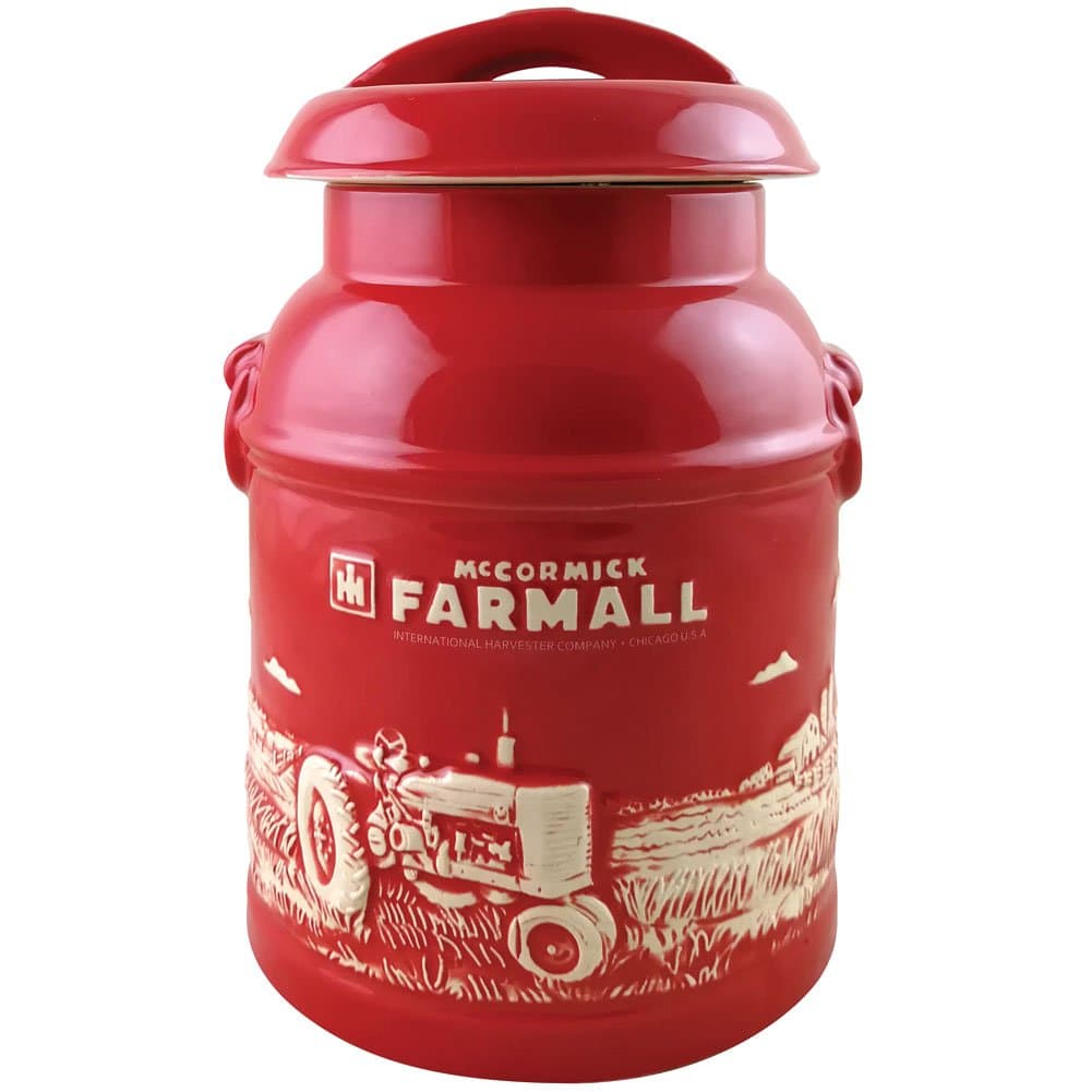 Farmall Milk Can Cookie Jar - Old Fashioned Embossed Stoneware Collectible