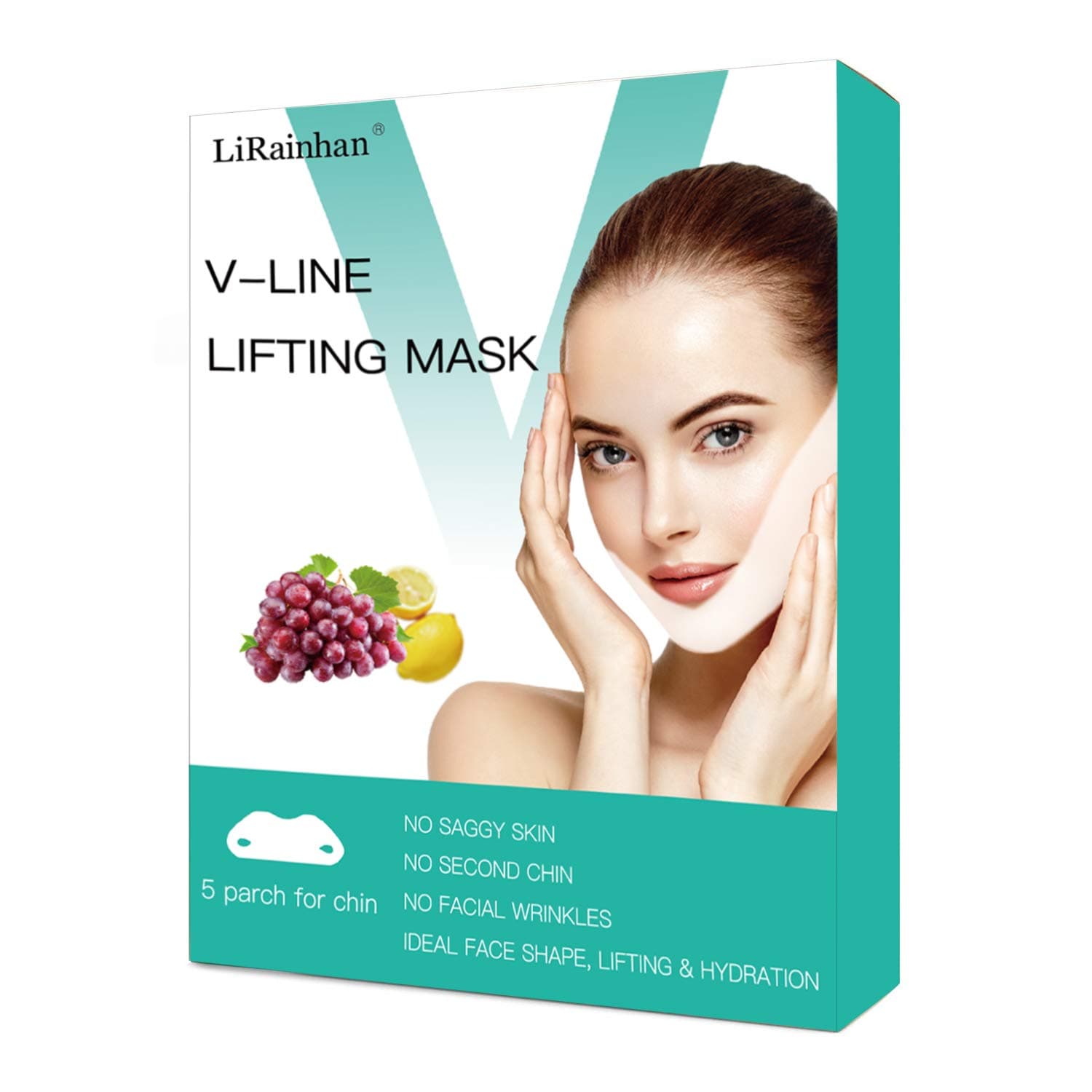 V Line Face Mask Neck Mask Chin Up Patch Face Lift Double Chin Reducer V-Line Face Lifting Brand Contour Tightening Firming Moisturizing V Shape Chin Mask Neck Lift 5pcs