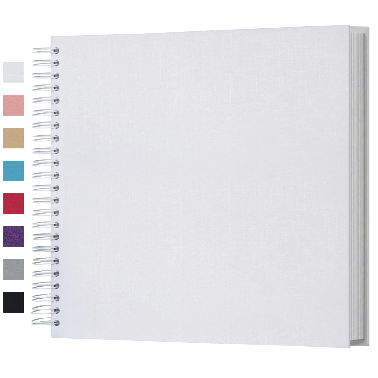 potricher 12 x 12 Inch Large DIY Scrapbook Photo Album 80 Pages Thick Kraft Blank White Paper Memory Book for Wedding and Anniversary Family (White, 12 Inch)