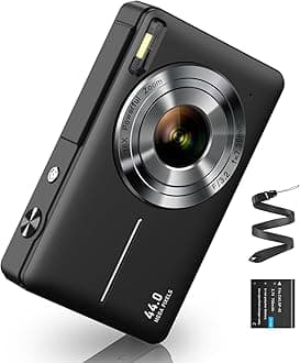 Digital Camera 1080P 44MP FHD Compact Digital Camera 16X Digital Zoom Anti-shake Vlogging Camera for Kids Students Seniors Beginner Black