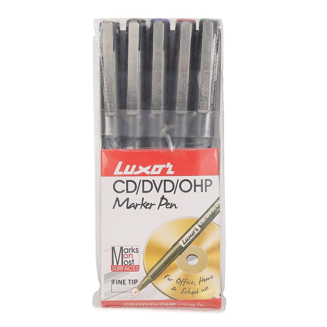 Luxor 968 OHP Fine Point Permanent Marker - Assorted colors - Set of 5