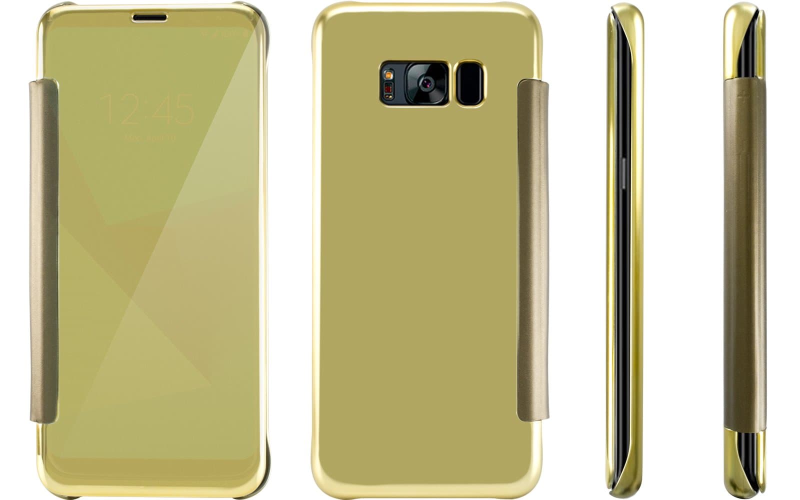 Luxury Slim Mirror Flip Clear View Protective Smart Case Cover for Samsung Galaxy S8 SM-G950 (Gold)