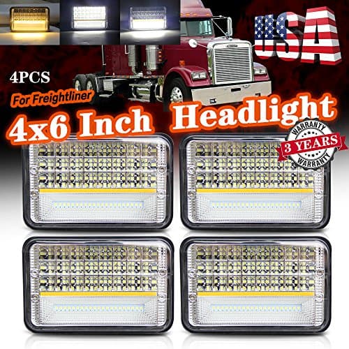 Jiuguang 4x6 led Headlights Sealed Beam Hi/Lo Beam + Angel Eye Rectangular Replacement H4651 H4652 H4656 H4666 H6545 for Peterbil Kenworth Freightinger Ford Probe Chevrolet Oldsmobile Cutlass