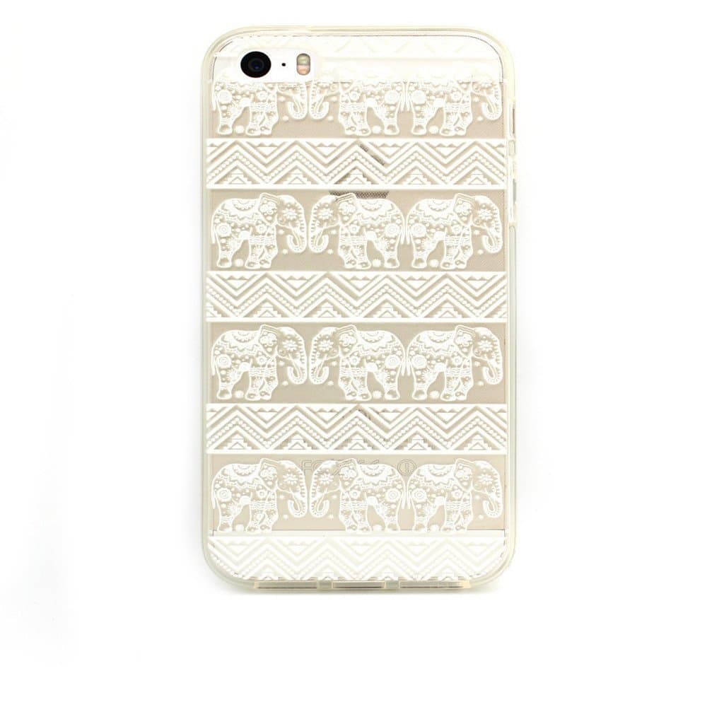 4s Case,iPhone 4S Case, LUOLNH Henna Lotus Floral Elephant Hindu Ganesh Hard Plastic Clear Case Silicone Skin Cover for Apple Iphone 4