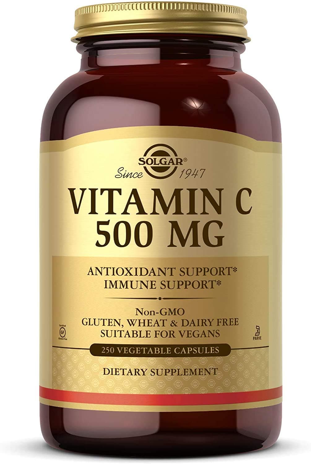 Vitamin C 500 mg, 250 Vegetable Capsules - Antioxidant & Immune Support - Overall Health - Supports Healthy Skin & Joints - Non-GMO, Vegan, Gluten Free, Kosher - 250 Servings