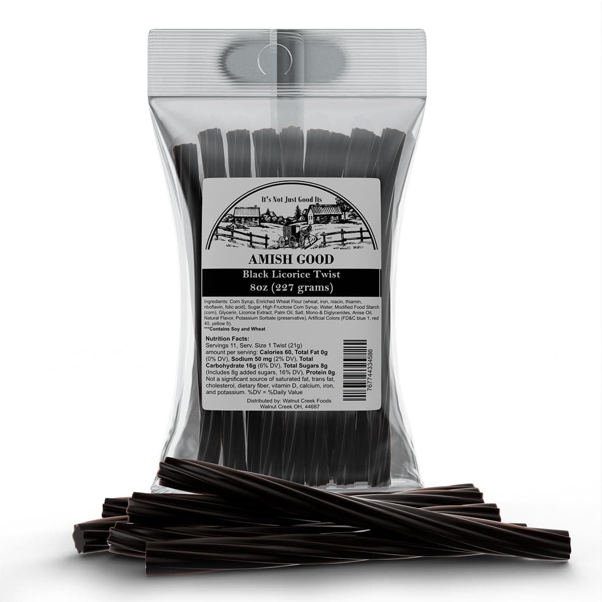 Amish Good Gourmet Licorice Twist Candy - Premium Sweet & Chewy Treat, Jumbo Black Licorice Twist Perfect Snack Under 100 Calories