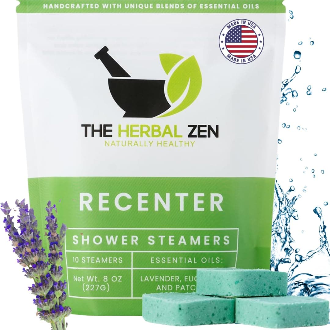 - Recenter Shower Steamers Aromatherapy for Relaxing - USA Made Valentines Day Gift for Her and Him - Lavender & Eucalyptus Shower Bomb Tablets – Soothing Natural Essential Oils (10 Pack)