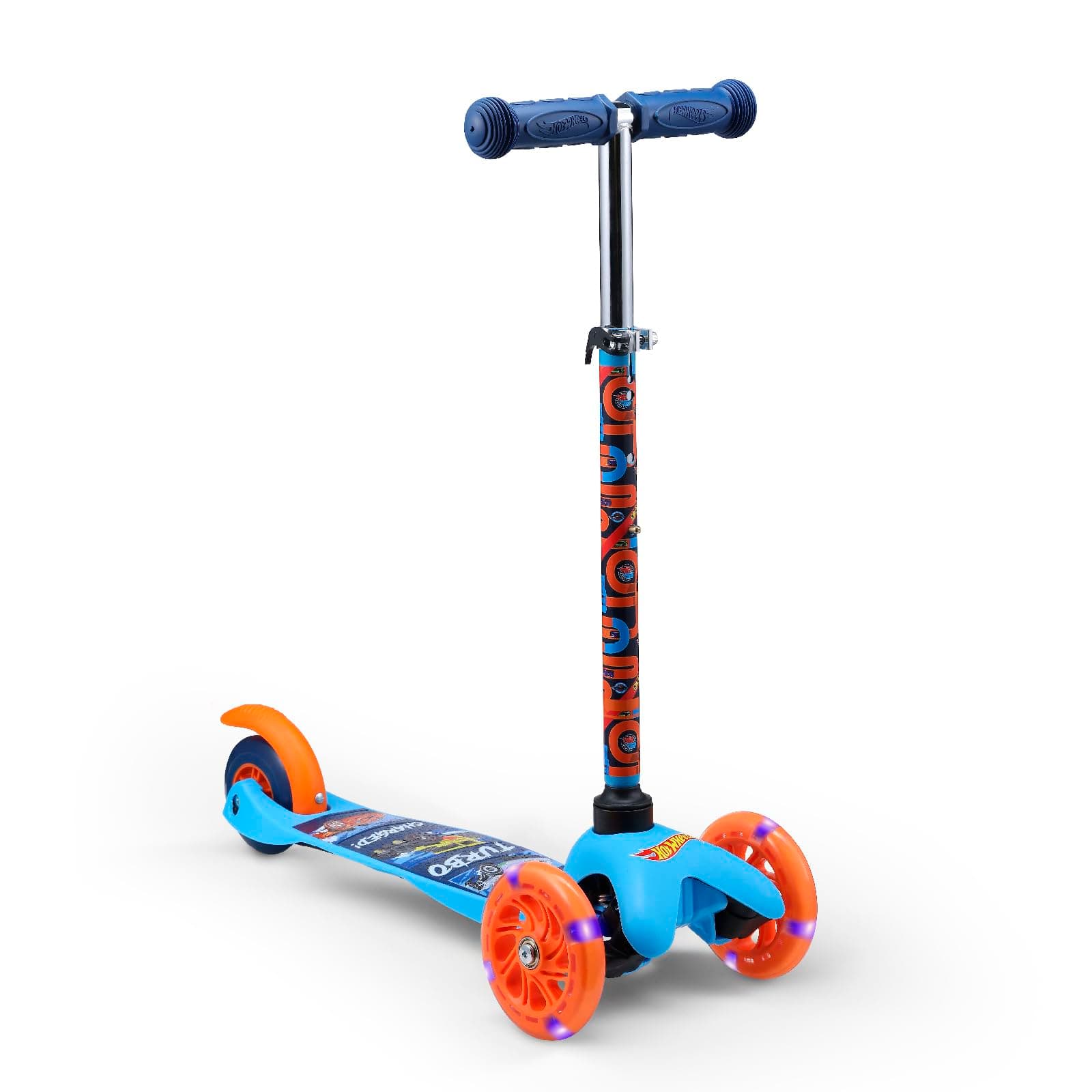 Self Balancing Kick Scooter with Light Up Wheels, Extra Wide Deck, 3 Wheel Platform, Foot Activated Brake, 75 lbs Limit, Kids & Toddlers Girls or Boys, for Ages 3 and Up