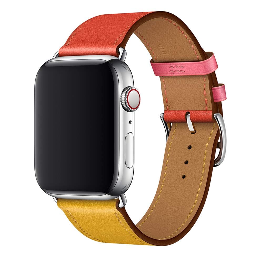 Compatible/Replacement for Apple Watch Band 44mm 40mm 42mm 38mm Series 5/4/3/2/1 Single Tour Replace for iWatch Strap Leather Bands (Ambre/Capucine/Rose Azalée, 38/40)