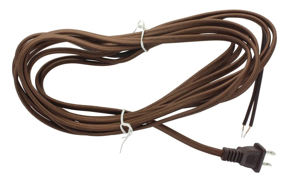 Upgradelights Antique Brown Rayon Covered 10 Foot Lamp Cord Set with Plug